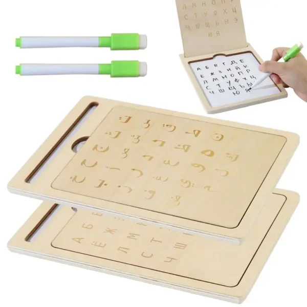 Russian Wood Writing Board Preschool Alphabet Board Writing Tablet Fun Interactive Learning Tool Boys Girls Drawing Toy For