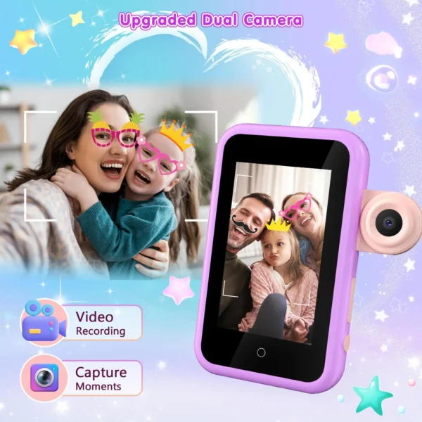 VATOS Smart Phone Toy-4" Large Touchscreen Mermaid Style Cell Phone with Dual Camera Music Game Toy Birthday Gift for kids3+