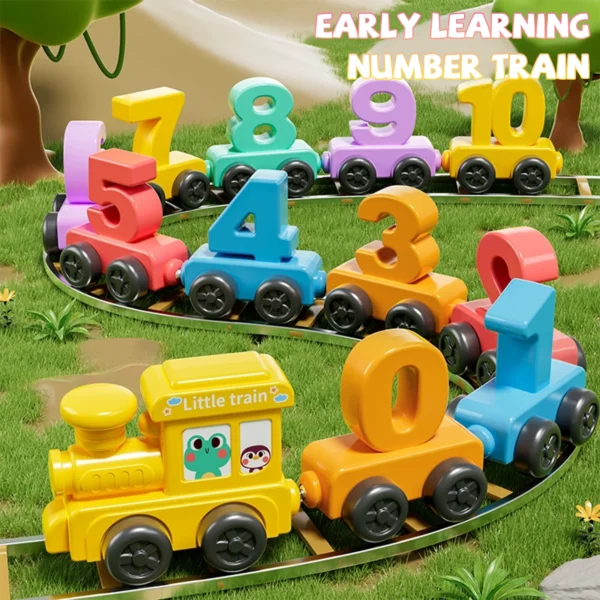 0-10 Digit Puzzle Sorting Number Train Set with Color Recognition Activity Cubes, Mixed Colors, Learning Tools Gift for Kids 3+